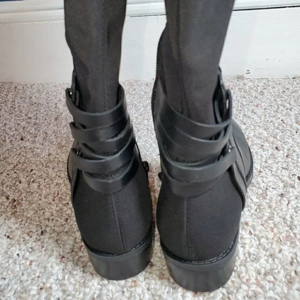 Vince Camuto Women Long Knee high Low Heel Riding Leather Boots Black Size 6.5 M